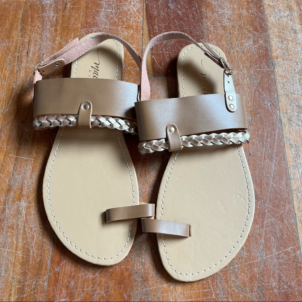 Mackin Girl Sandals Thick Straps Braided Small Heel